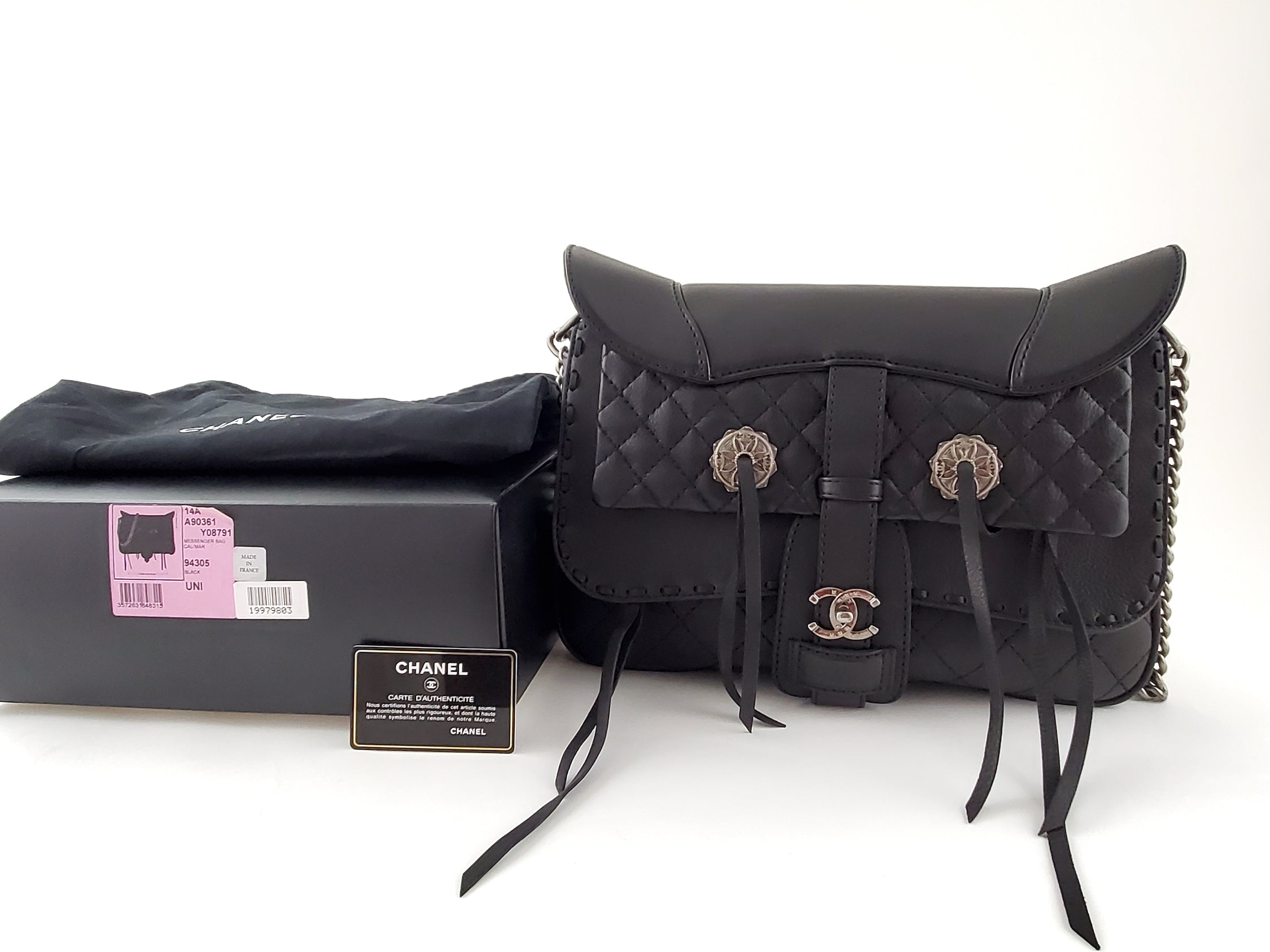 CHANEL Black Paris-Dallas Fringe Saddle Messenger Bag