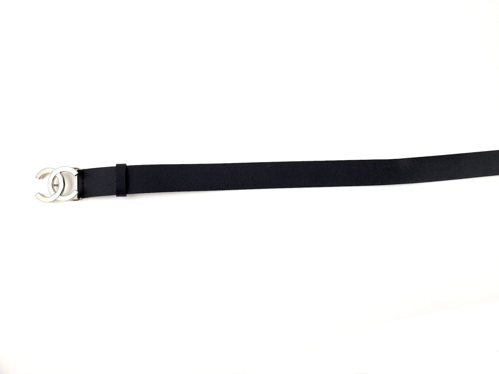 CHANEL 2020 Interlocking CC Logo Leather Belt 85 34