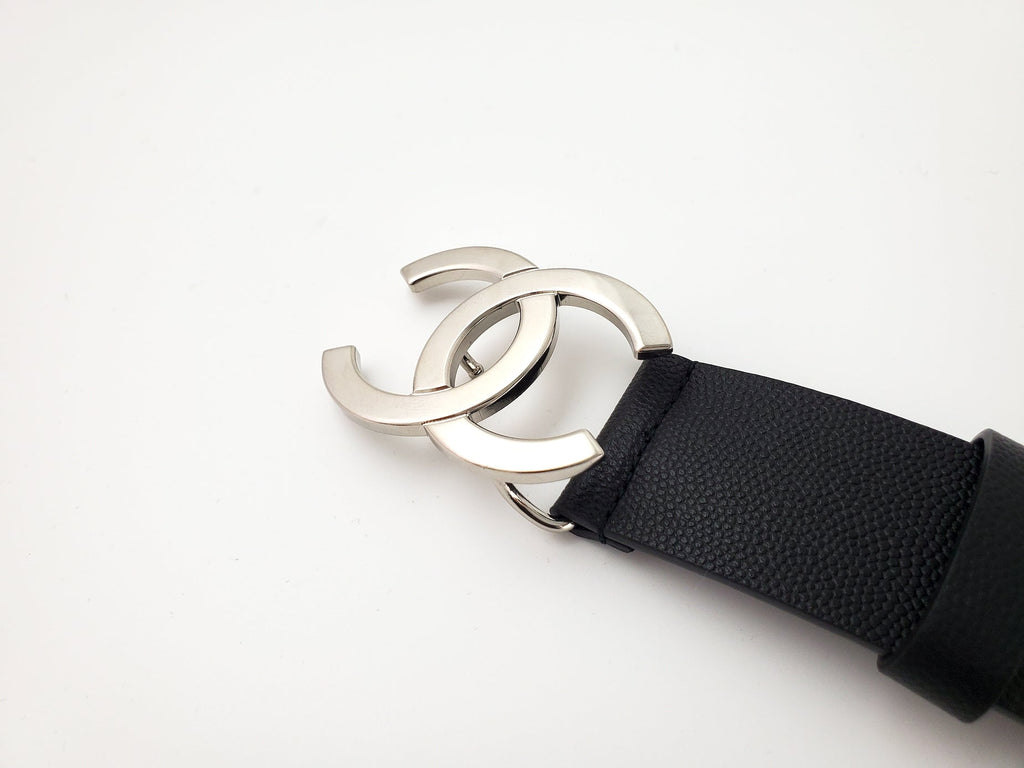 CHANEL 2020 Interlocking CC Logo Leather Belt 85 34