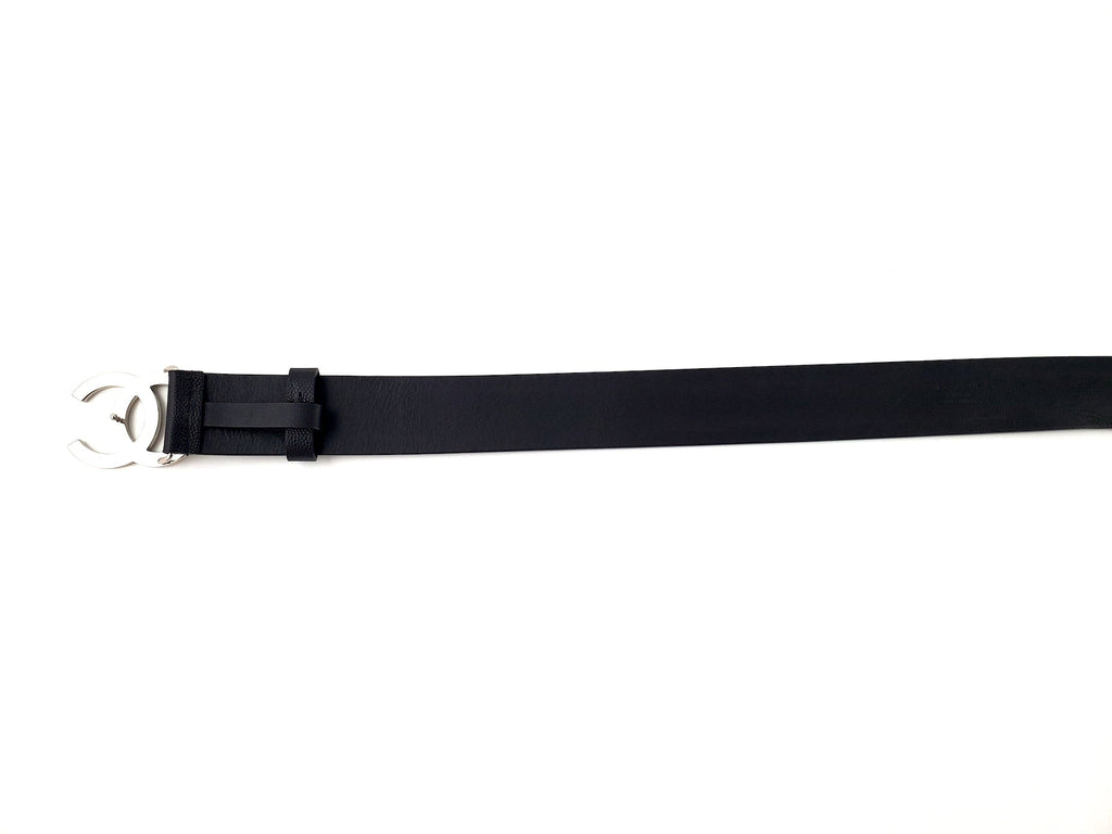 CHANEL 2020 Interlocking CC Logo Leather Belt 85 34