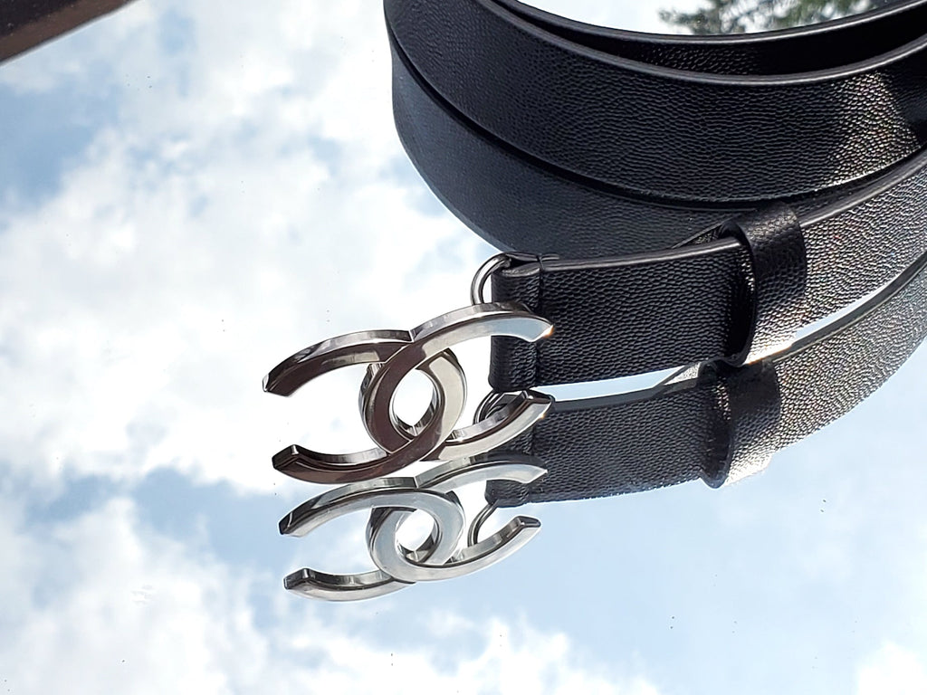 CHANEL 2020 Interlocking CC Logo Leather Belt 85 34