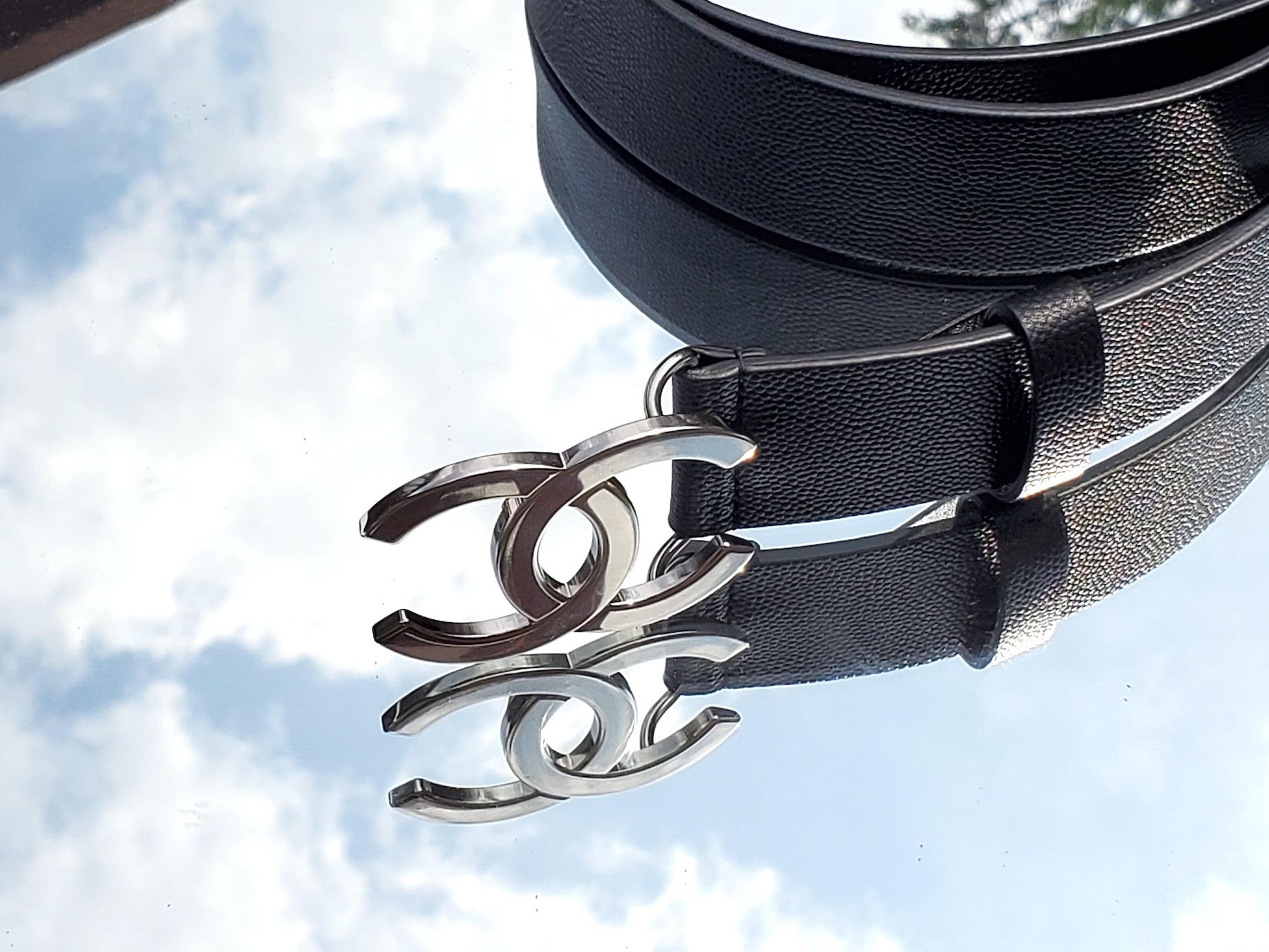 CHANEL 2020 Interlocking CC Logo Leather Belt 85 34