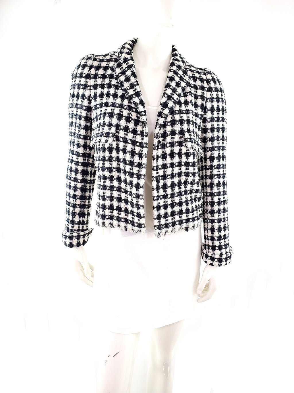 CHANEL 2006 Black White Tweed Jacket 36