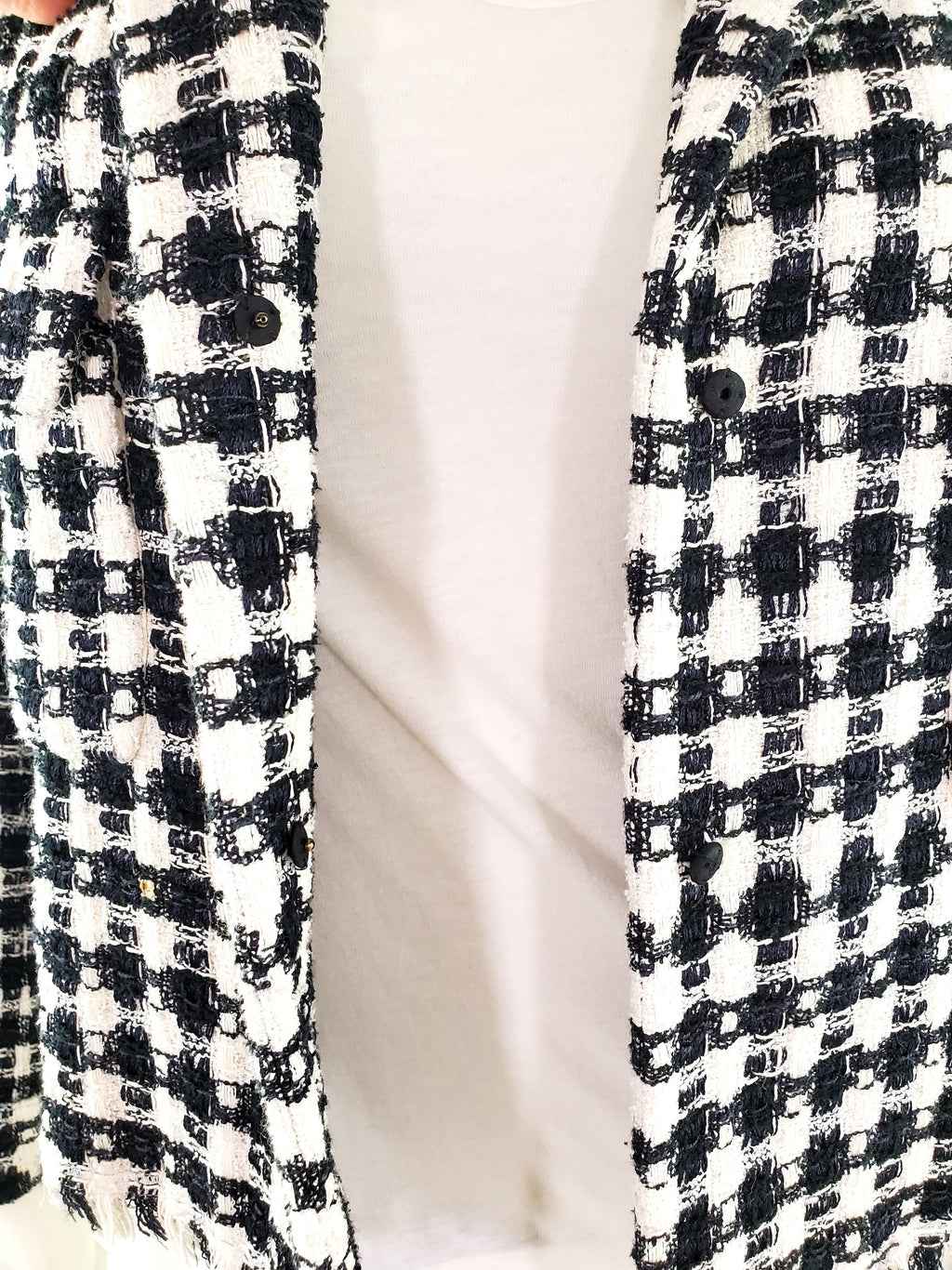 CHANEL 2006 Black White Tweed Jacket 36