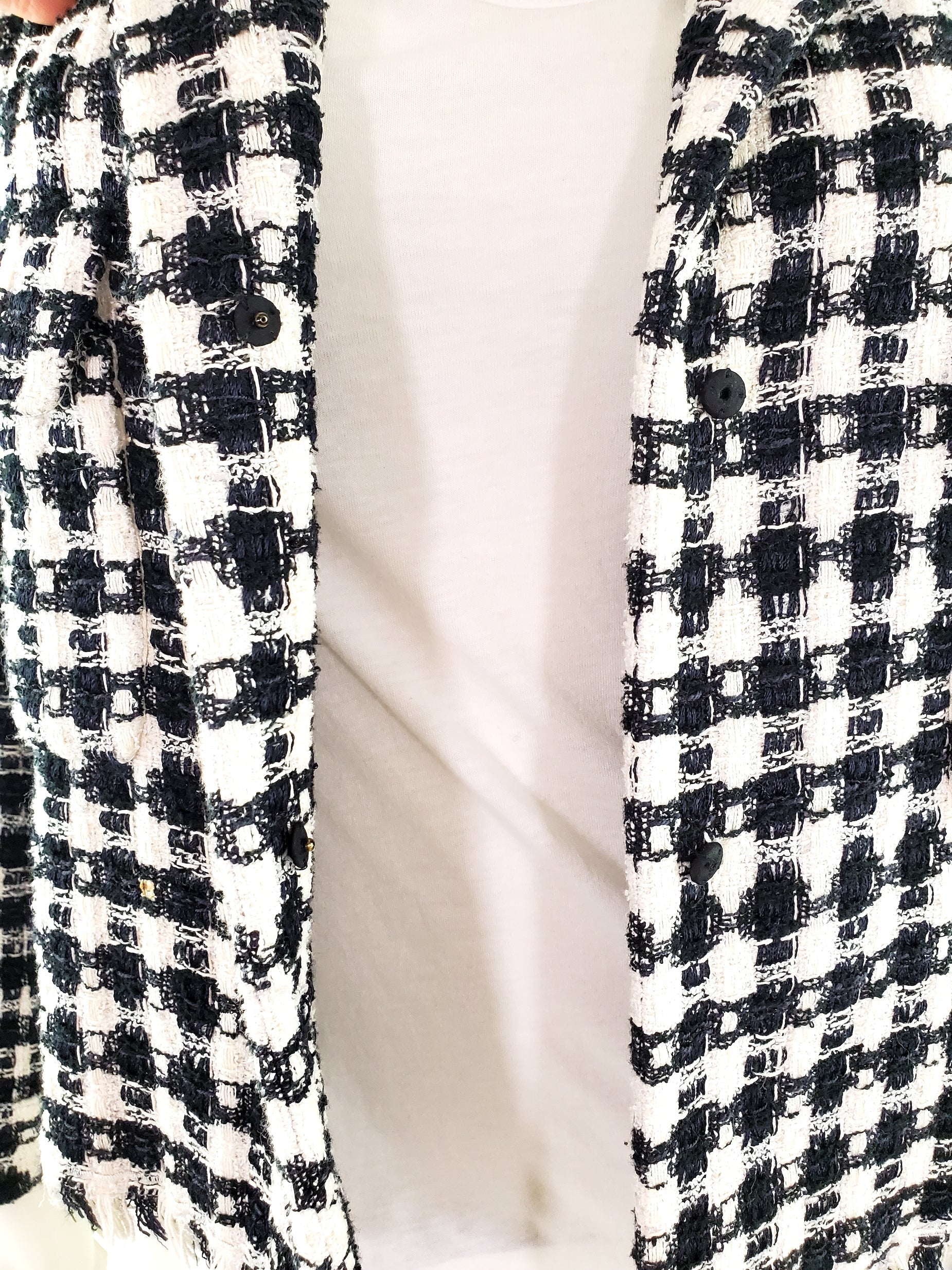 CHANEL 2006 Black White Tweed Jacket 36