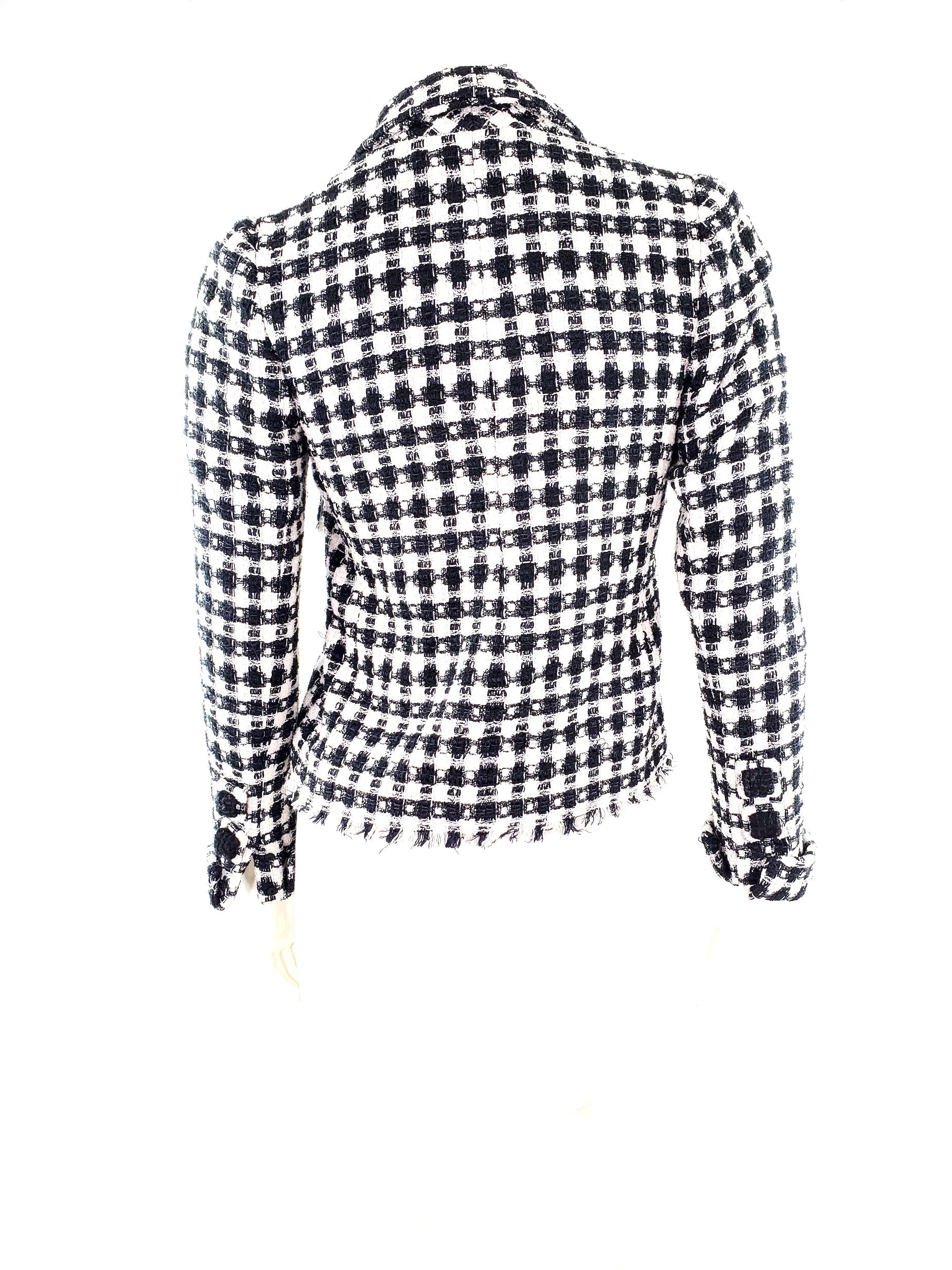 CHANEL 2006 Black White Tweed Jacket 36