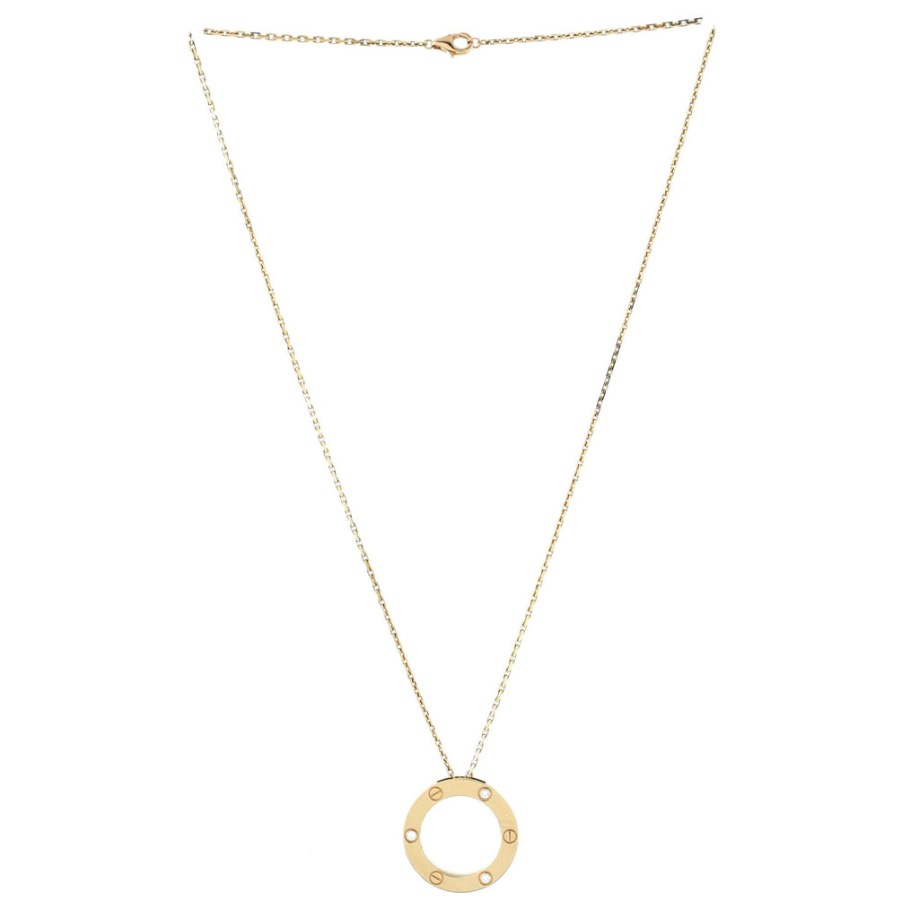 3 Diamonds Love Pendant Necklace 18K Yellow Gold and Diamonds