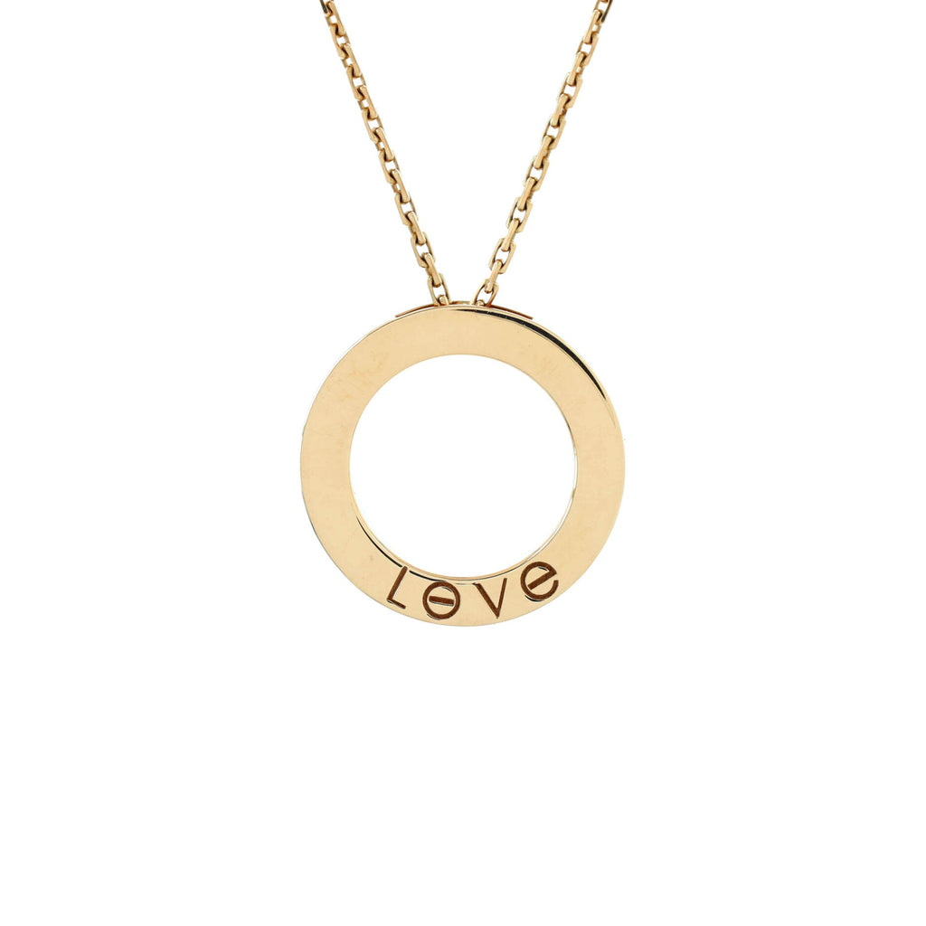 3 Diamonds Love Pendant Necklace 18K Yellow Gold and Diamonds