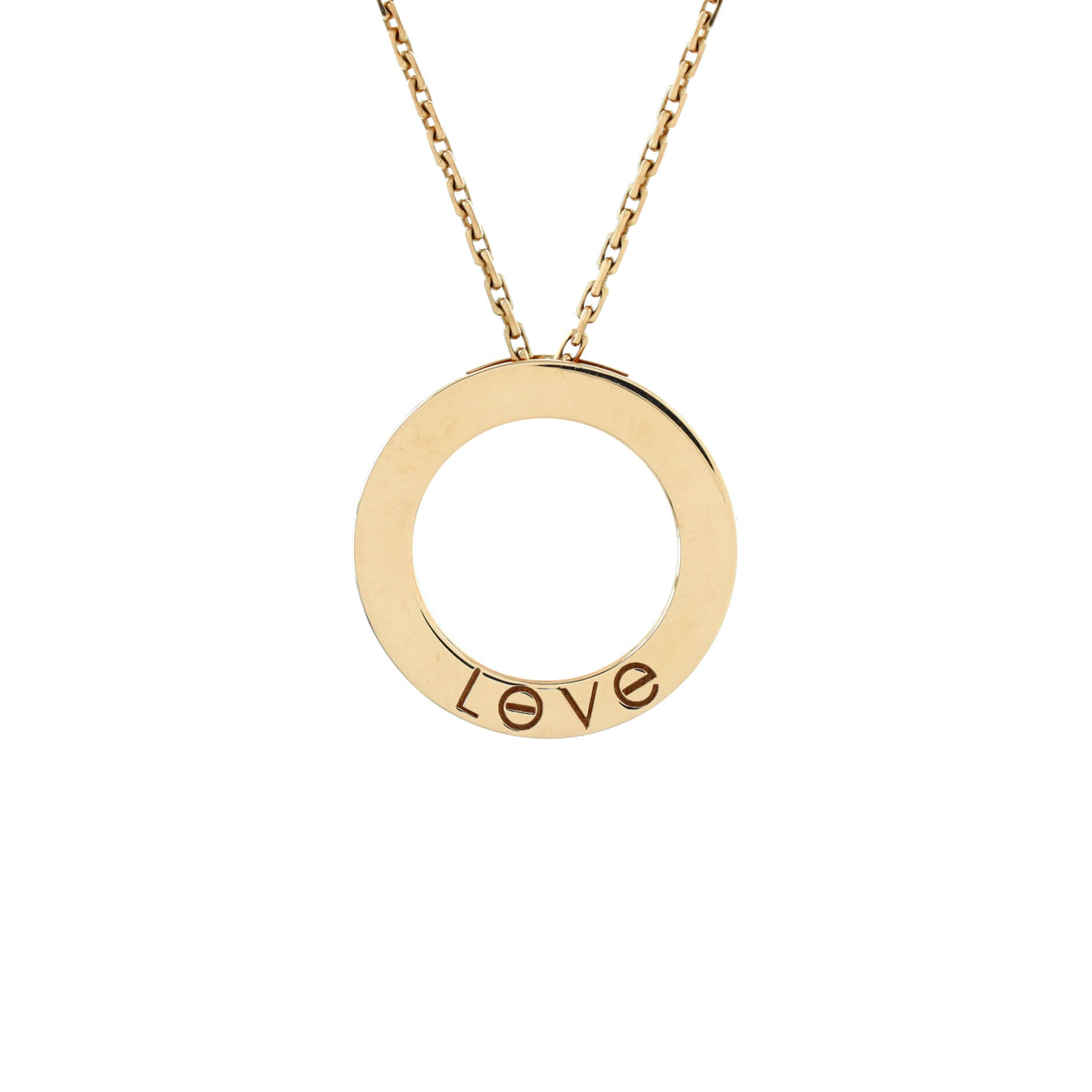 3 Diamonds Love Pendant Necklace 18K Yellow Gold and Diamonds