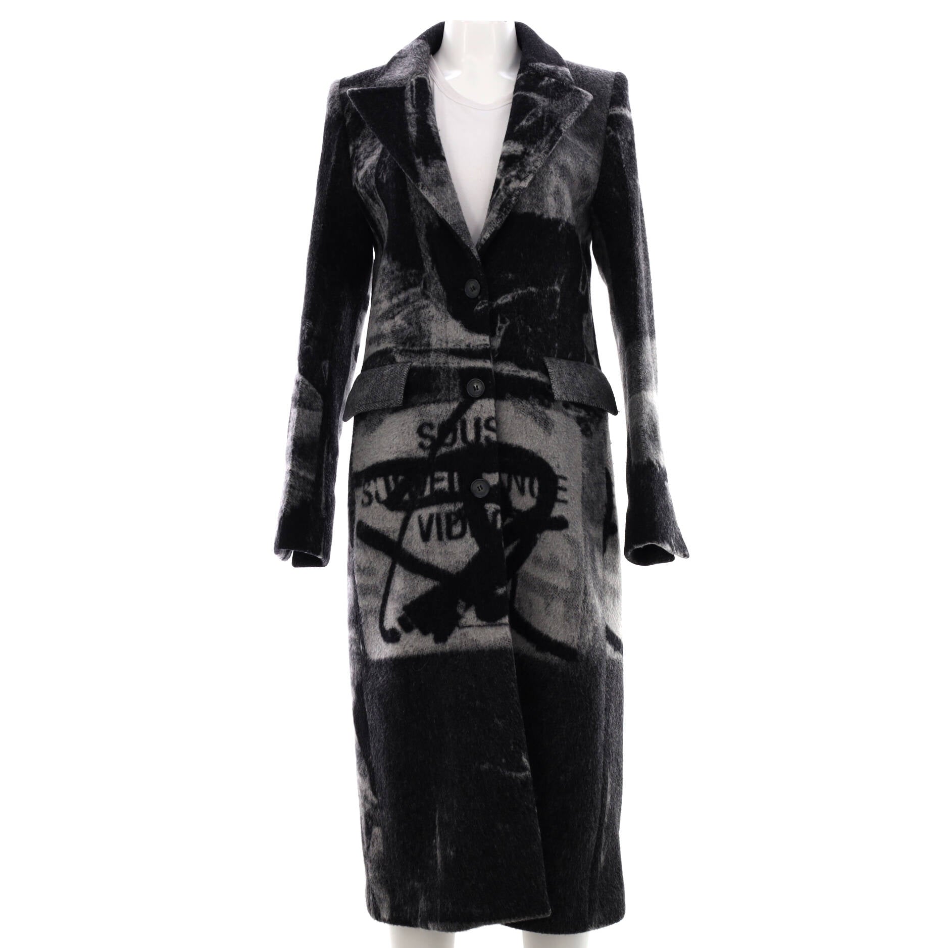 x Pablo Tomek Women's Graffiti Long Coat Printed Wool Blend