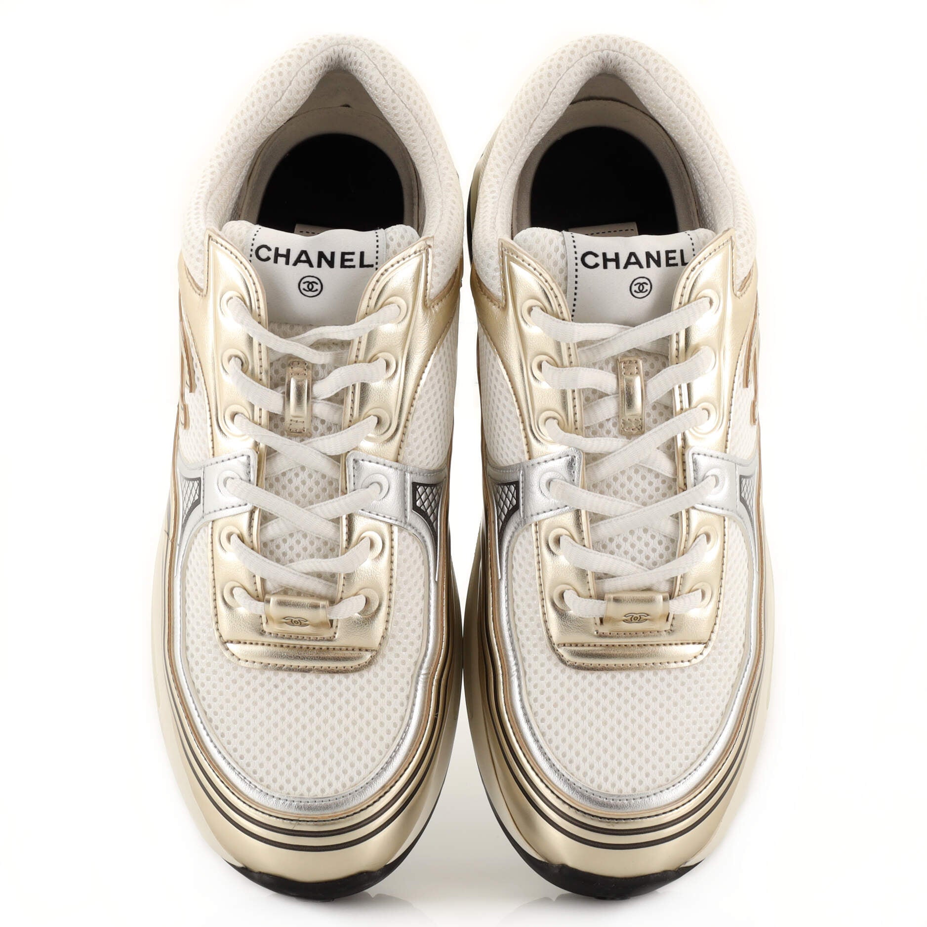 Women's CC Low-Top Sneakers Fabric and Laminated Leather