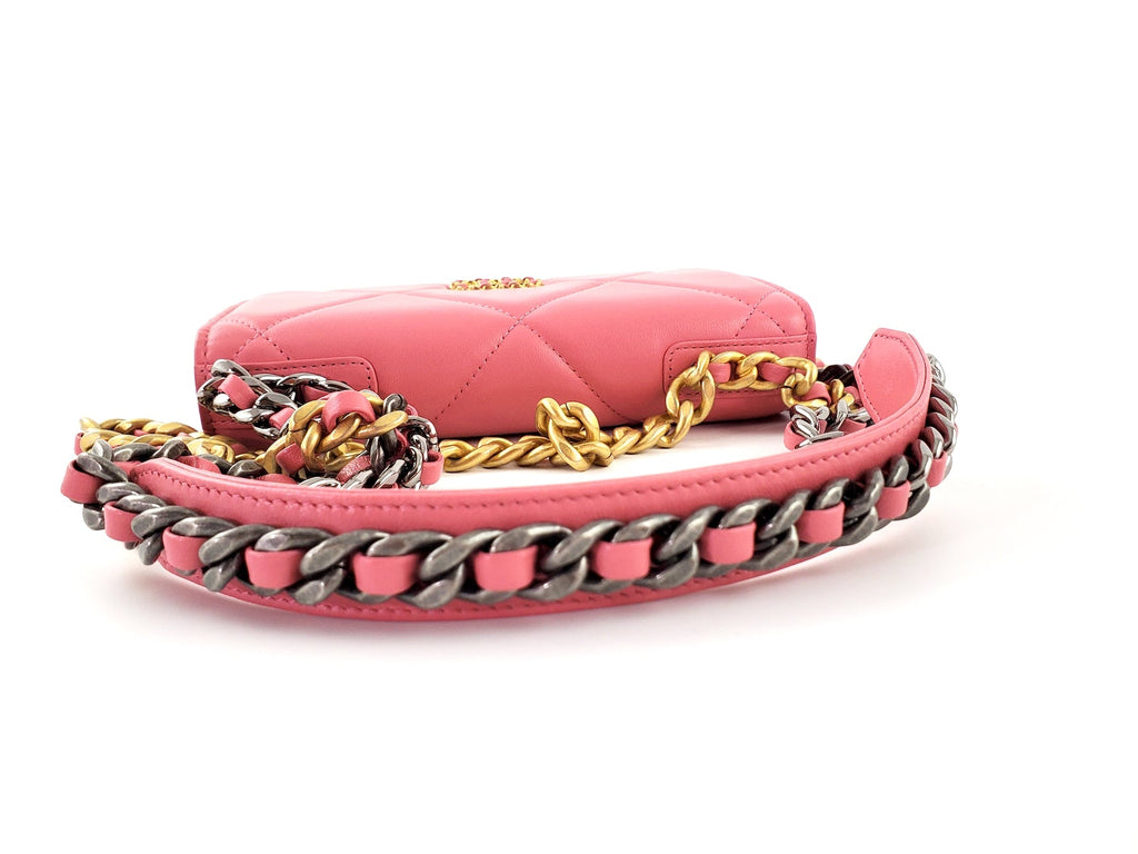 New CHANEL 19 21A Pink Wallet on the Chain WOC Bag