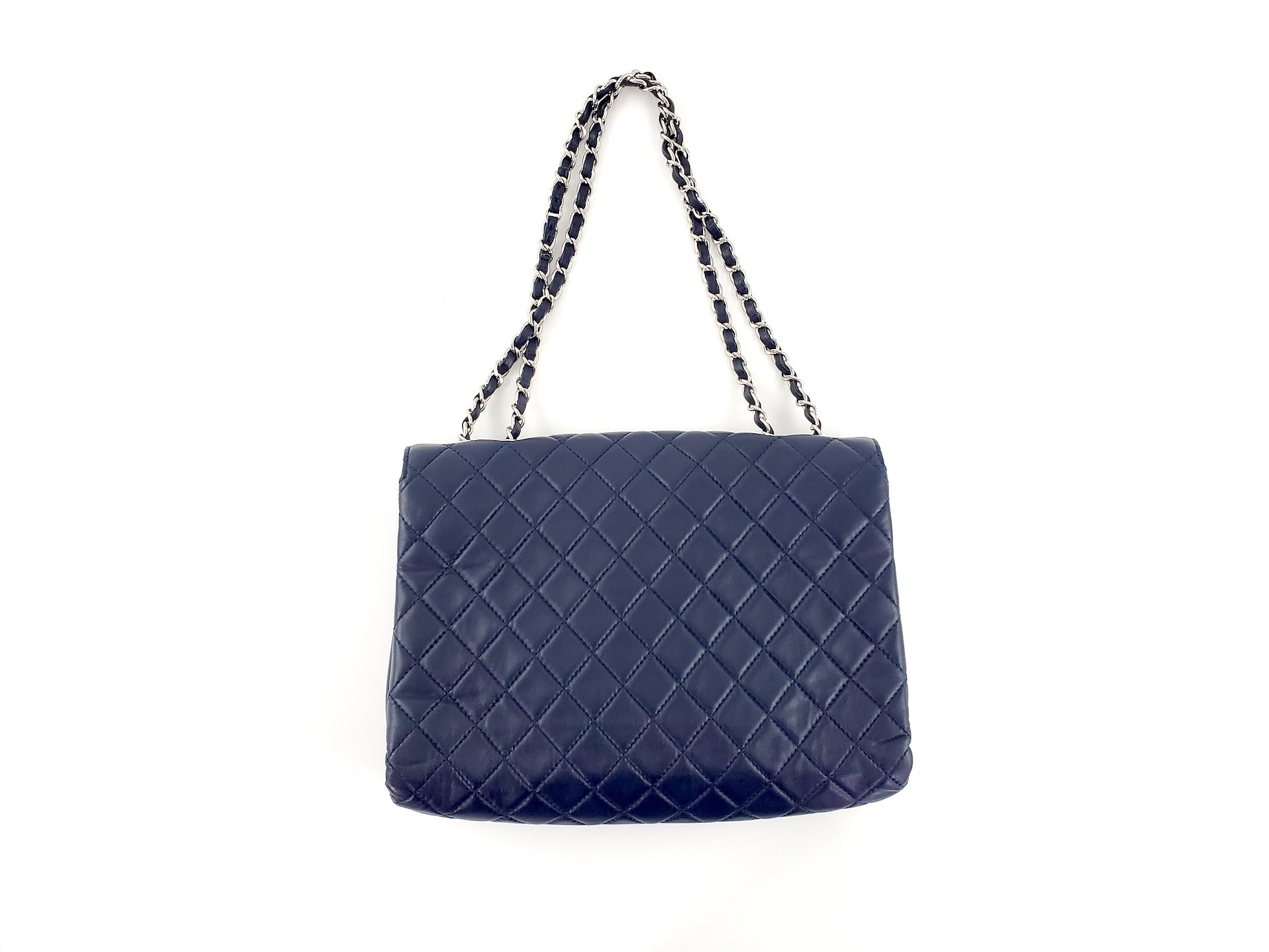 CHANEL Navy Lambskin Single Flap Bag