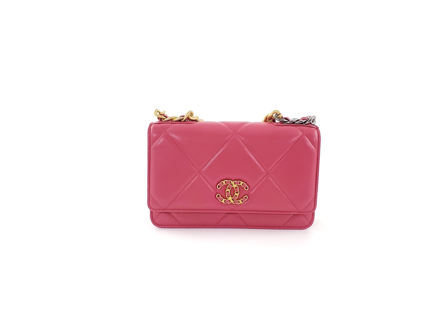 CHANEL 19 21A Pink Wallet on the Chain Crossbody Bag
