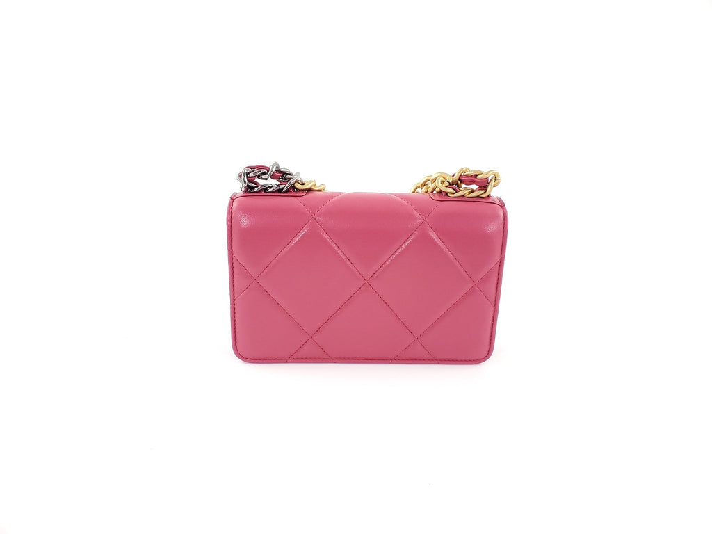 CHANEL 19 21A Pink Wallet on the Chain Crossbody Bag