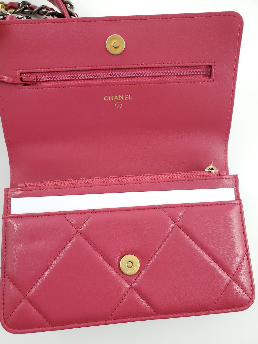 CHANEL 19 21A Pink Wallet on the Chain Crossbody Bag