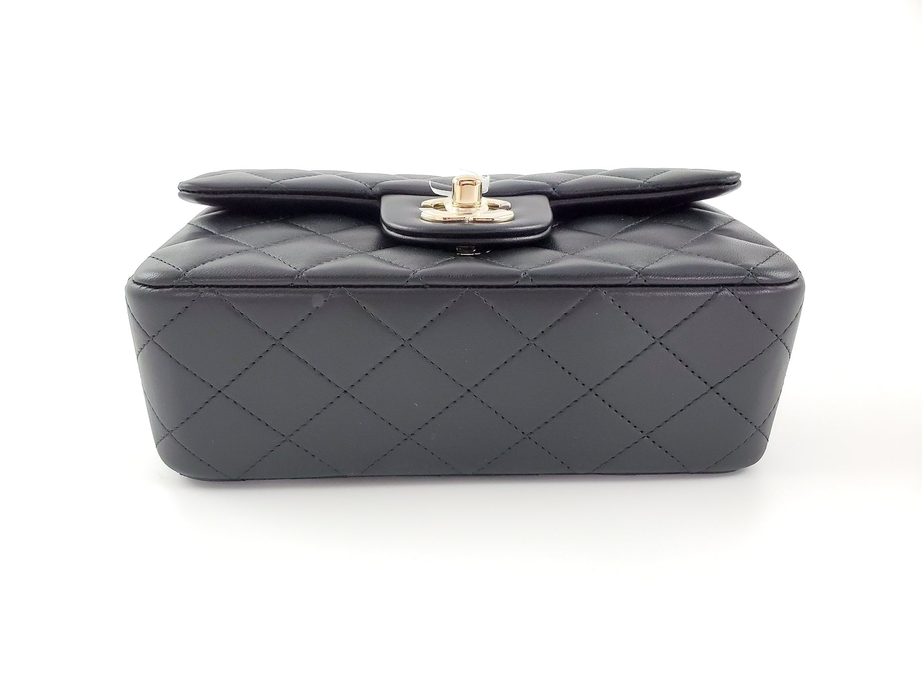 CHANEL 22P Top Handle Black Rectangular Mini Flap Bag