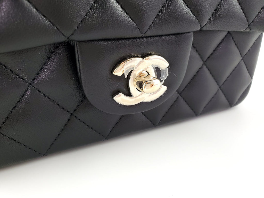 CHANEL 22P Top Handle Black Rectangular Mini Flap Bag