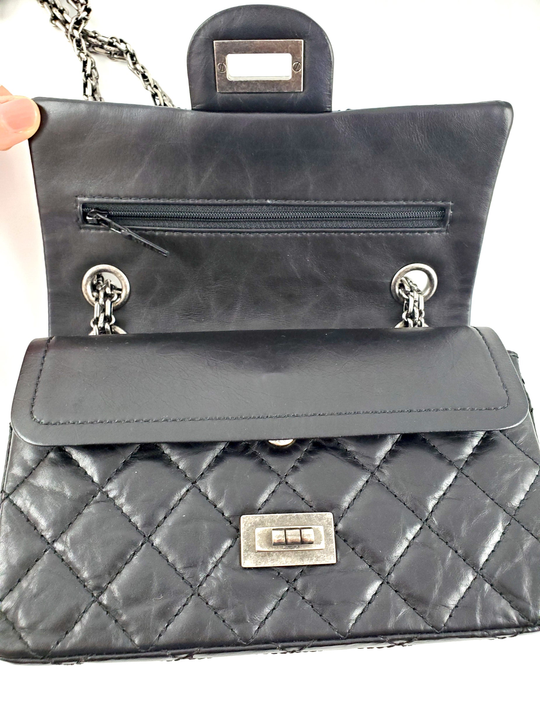 CHANEL Classic Reissue 2.55 224 Black Mini Flap Bag