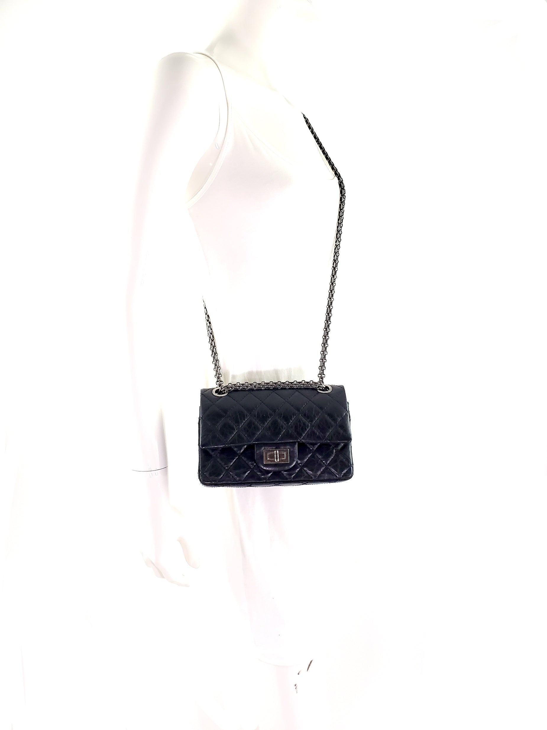 CHANEL Classic Reissue 2.55 224 Black Mini Flap Bag