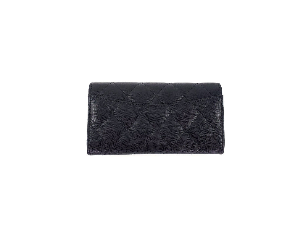 New CHANEL 22S Black Caviar Classic Flap Medium Wallet