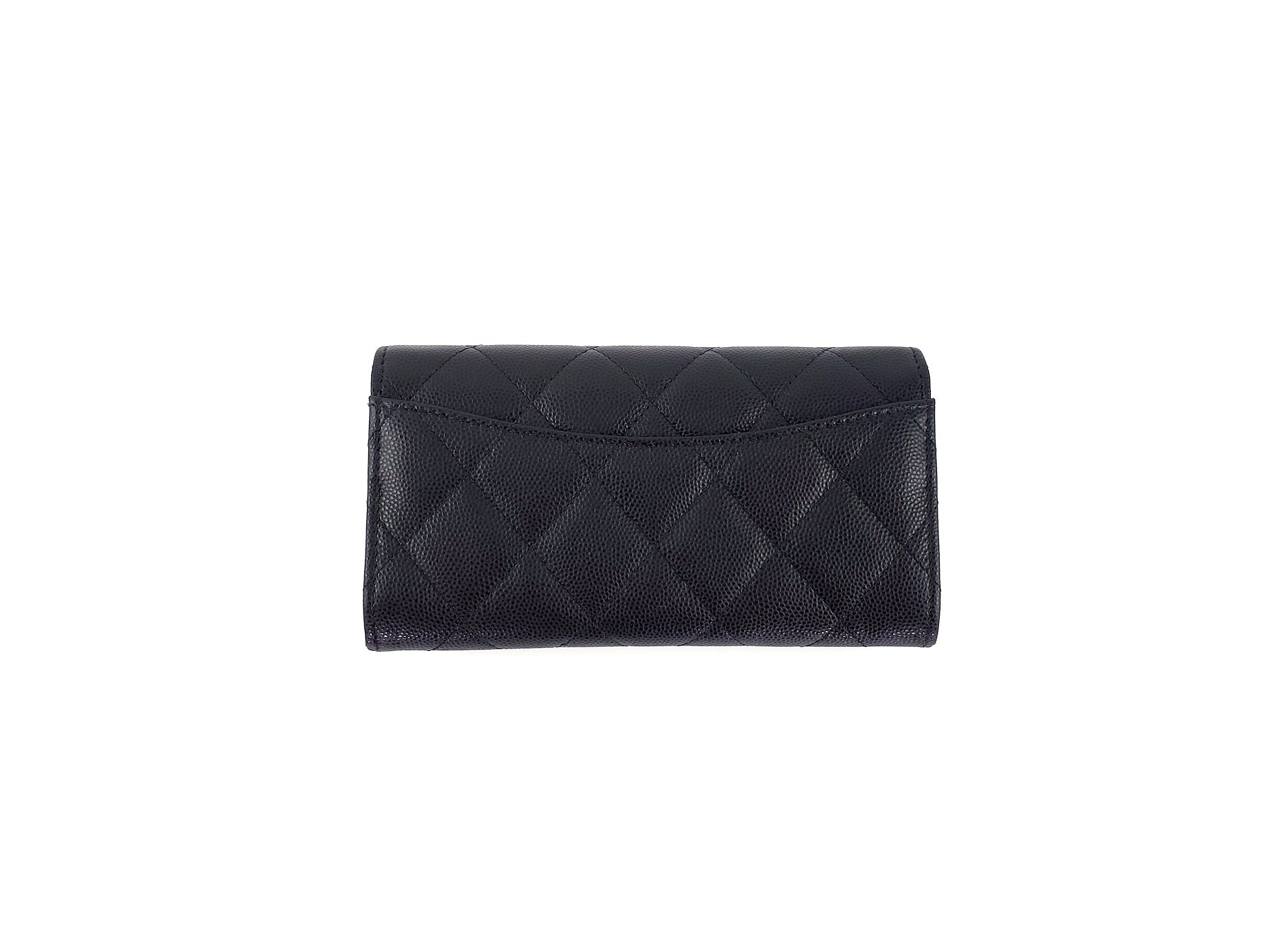 New CHANEL 22S Black Caviar Classic Flap Medium Wallet