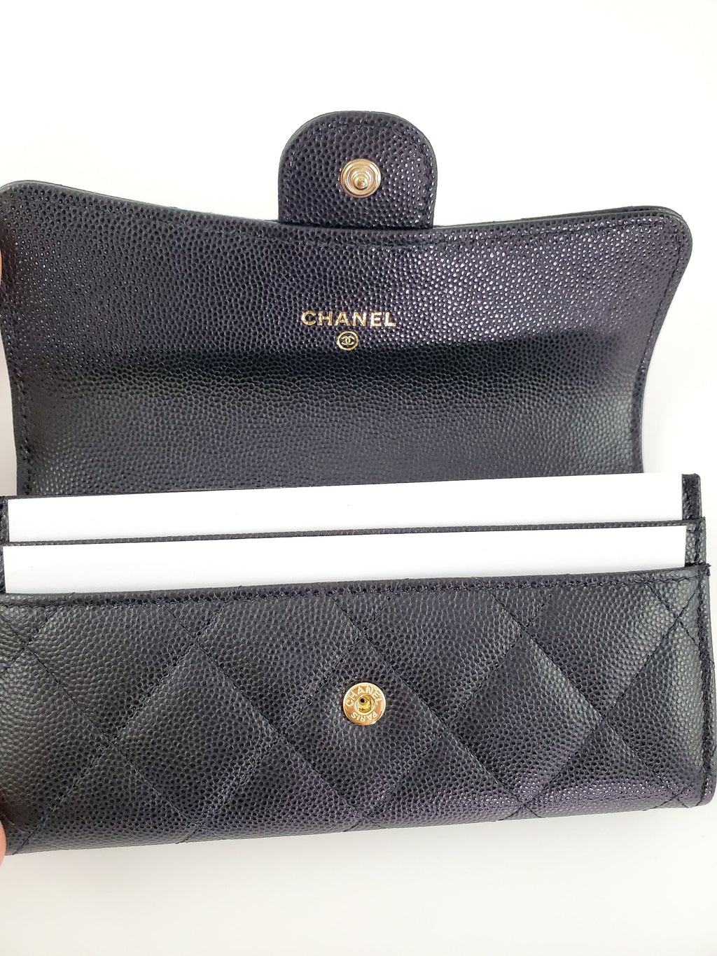 New CHANEL 22S Black Caviar Classic Flap Medium Wallet