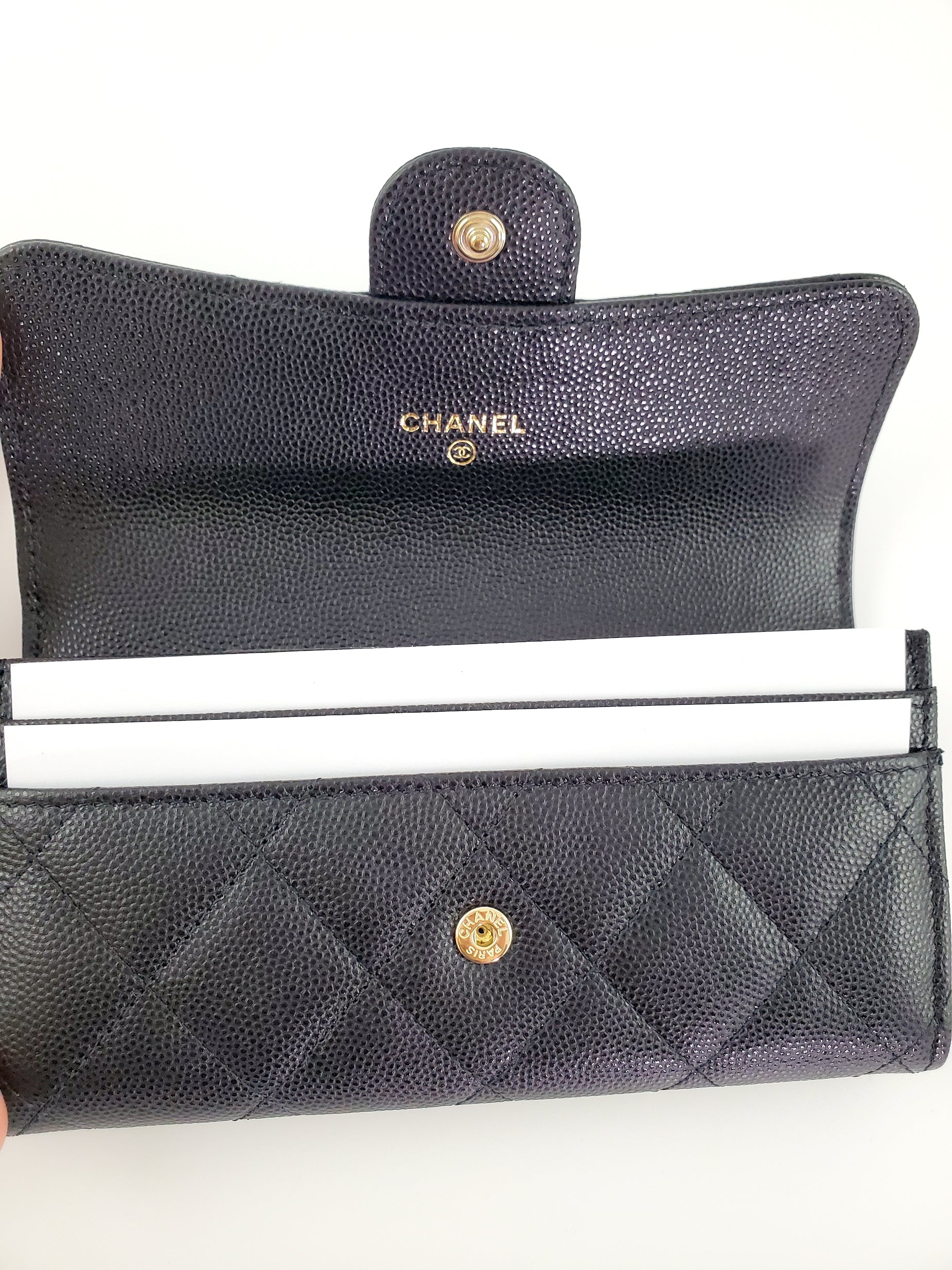 New CHANEL 22S Black Caviar Classic Flap Medium Wallet