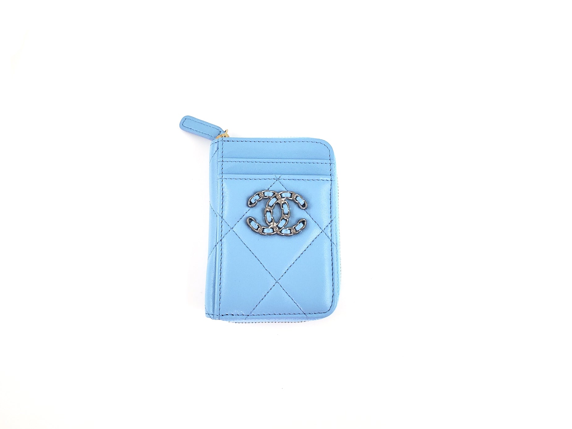 CHANEL Quilted 22S CC Blue Zip  Case
