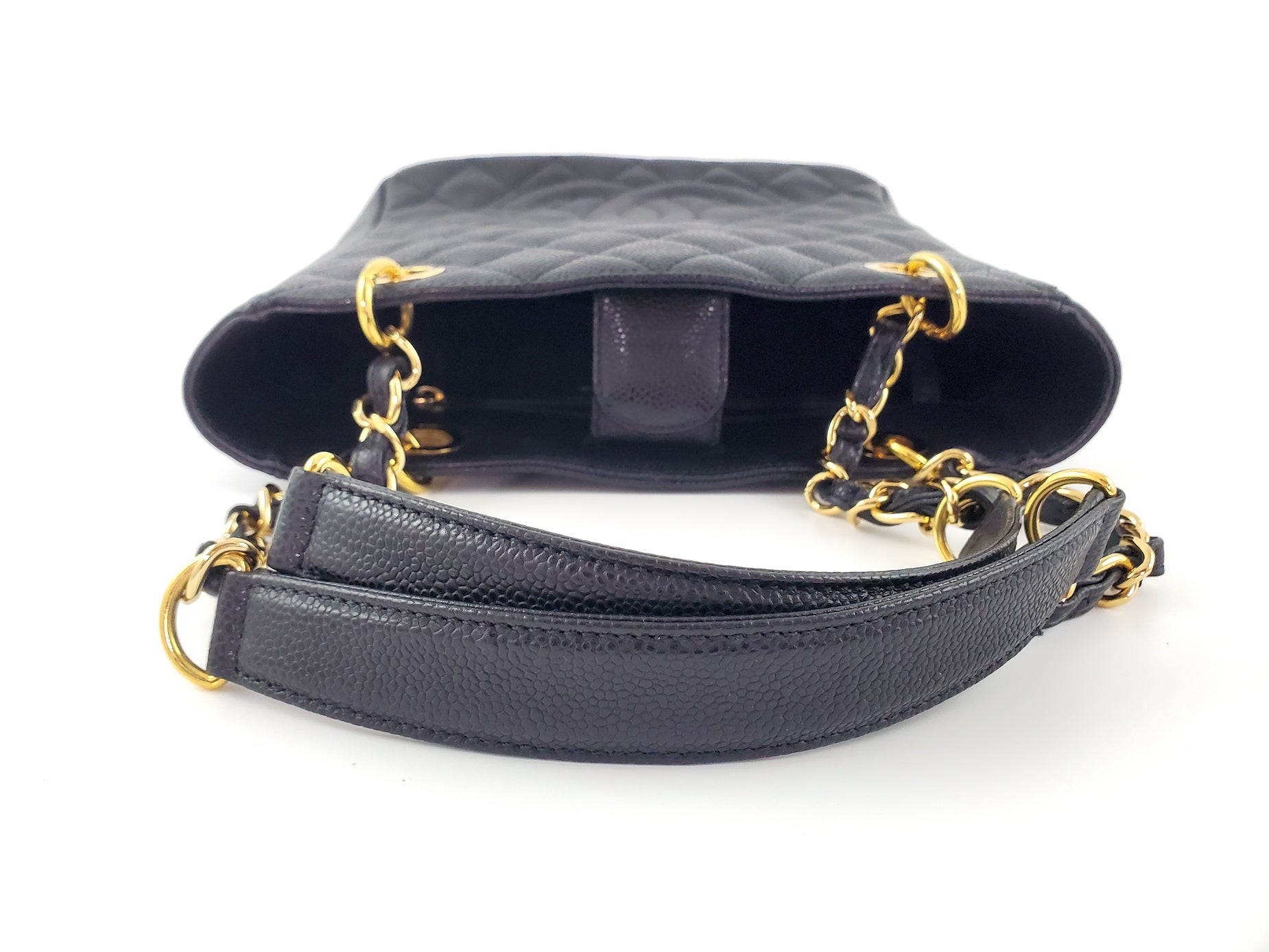 CHANEL Black Caviar Petit 2011 Quilted Shopping PST Tote