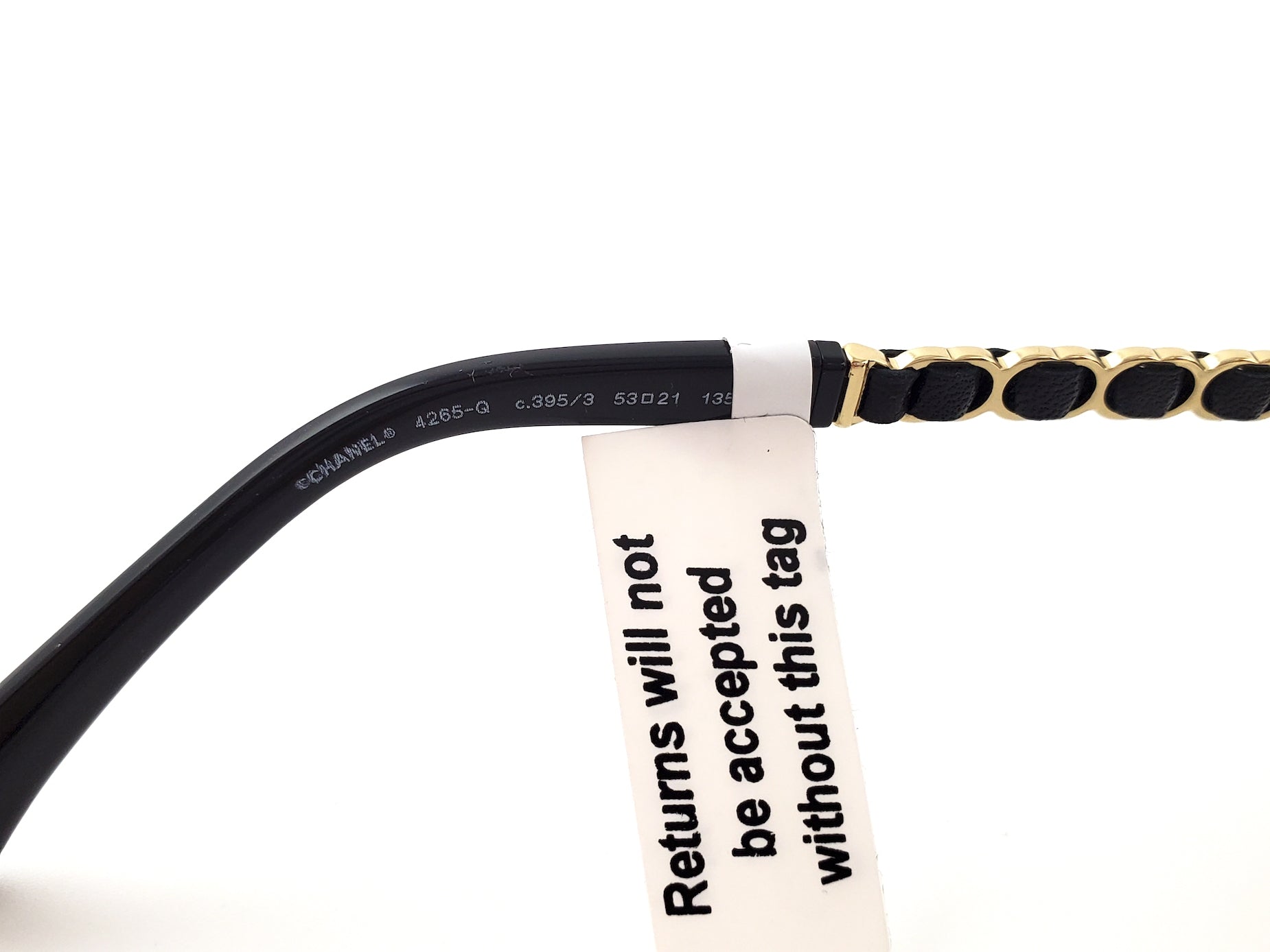 New In Stores Now CHANEL 4265Q Round Gold Black Metal Leather Sunglasses