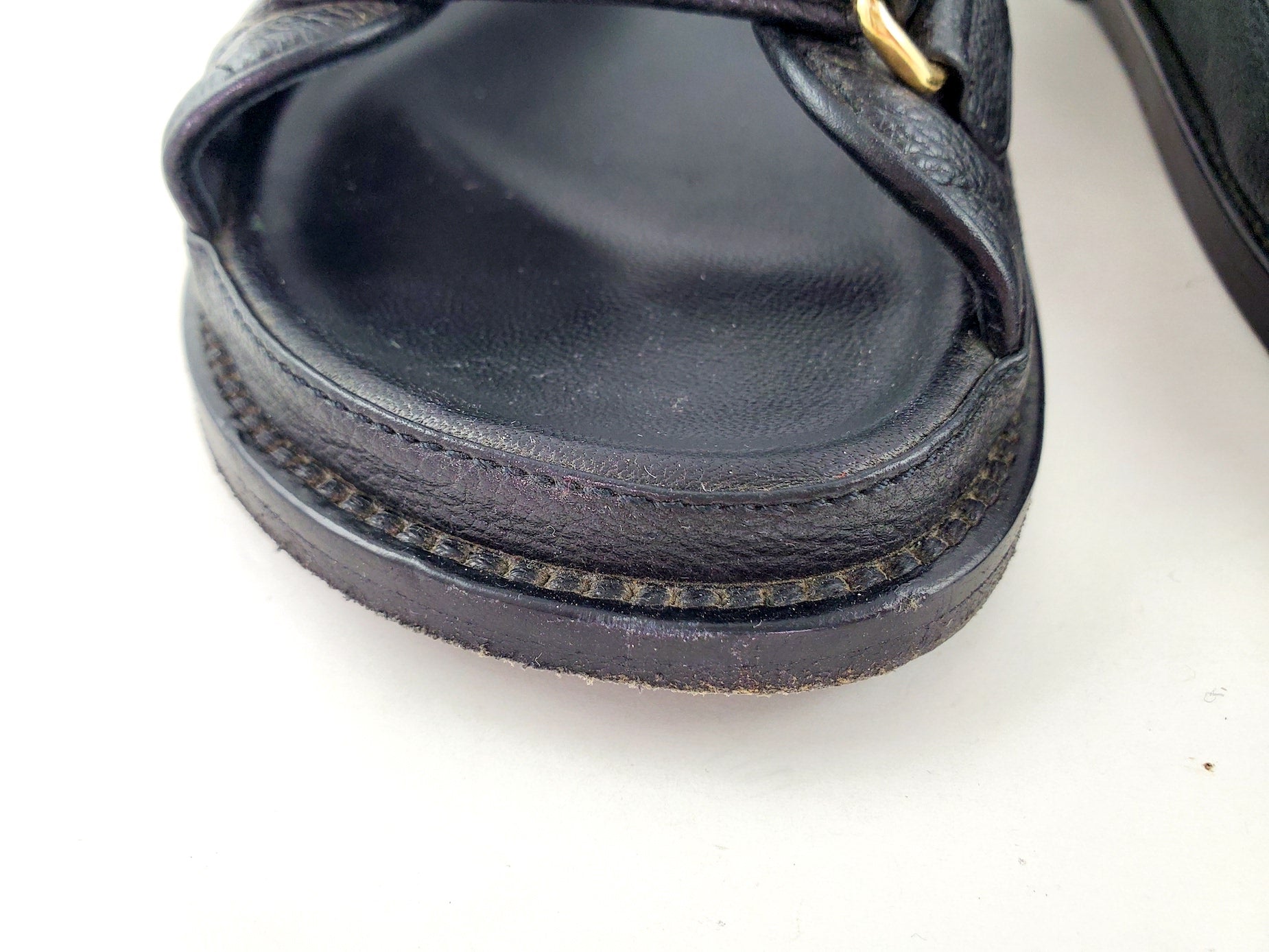 CHANEL 2020 Black Quilted Leather Dad Sandals 36.5