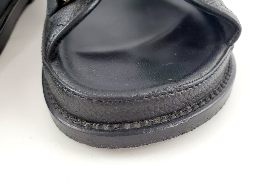 CHANEL 2020 Black Quilted Leather Dad Sandals 36.5