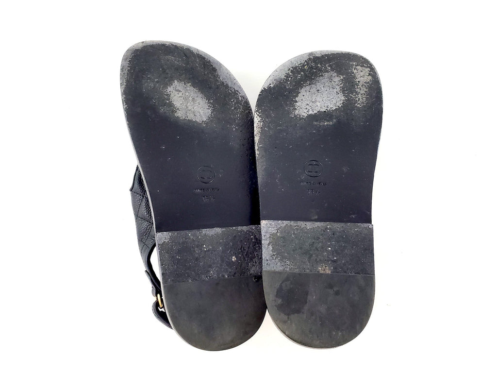 CHANEL 2020 Black Quilted Leather Dad Sandals 36.5