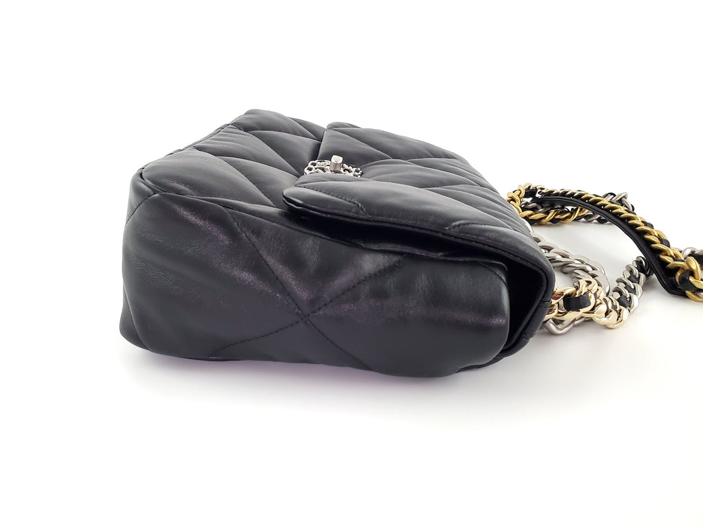 CHANEL 19 22C Black Lambskin Quilted Large Flap Bag