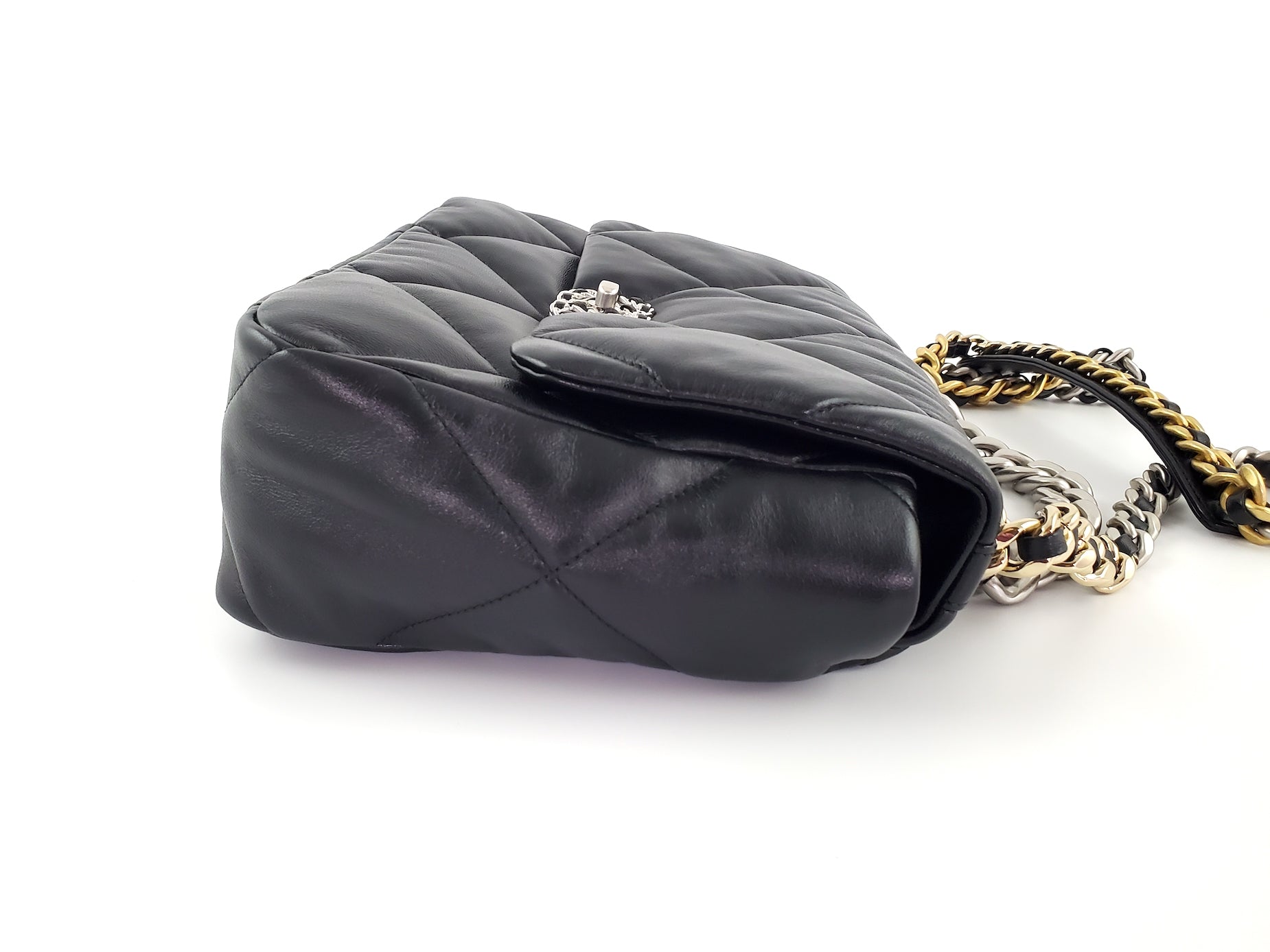 CHANEL 19 22C Black Lambskin Quilted Large Flap Bag