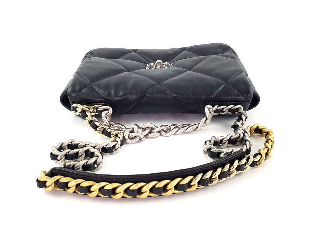CHANEL 19 22C Black Lambskin Quilted Large Flap Bag