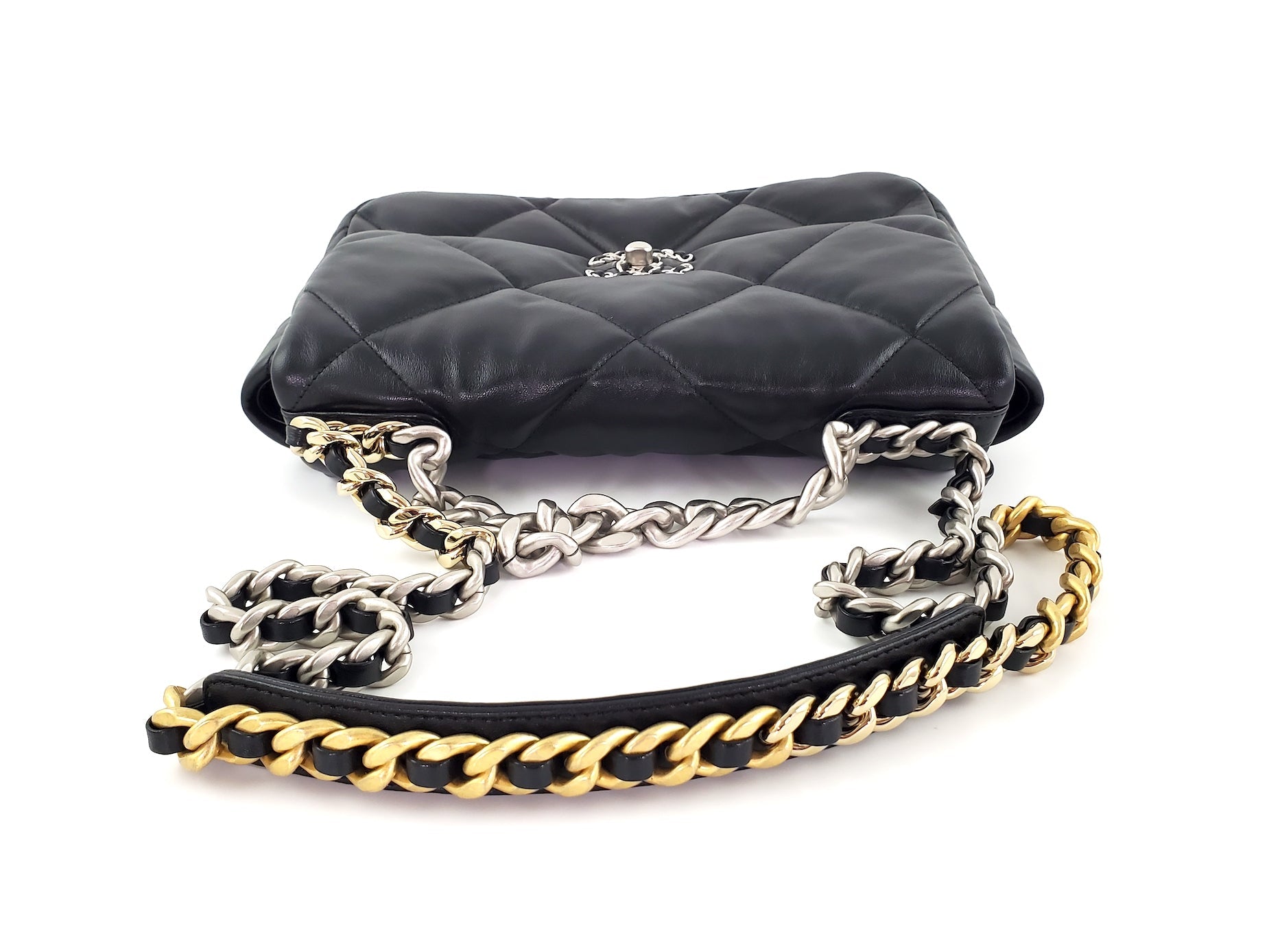 CHANEL 19 22C Black Lambskin Quilted Large Flap Bag