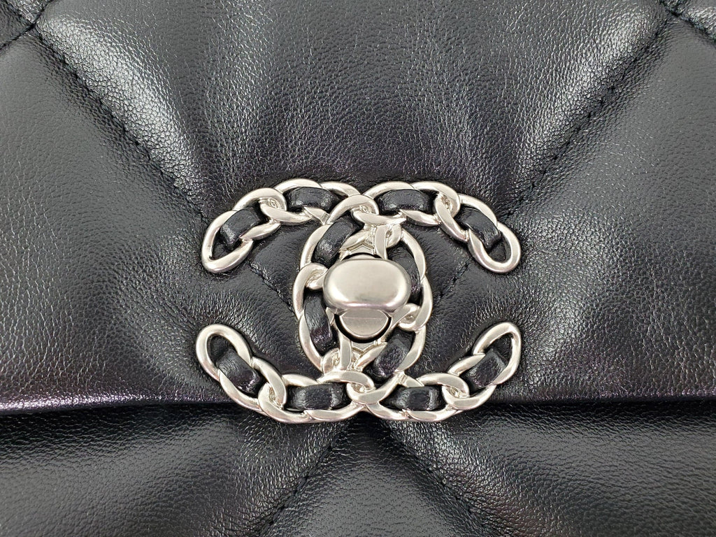 CHANEL 19 22C Black Lambskin Quilted Large Flap Bag