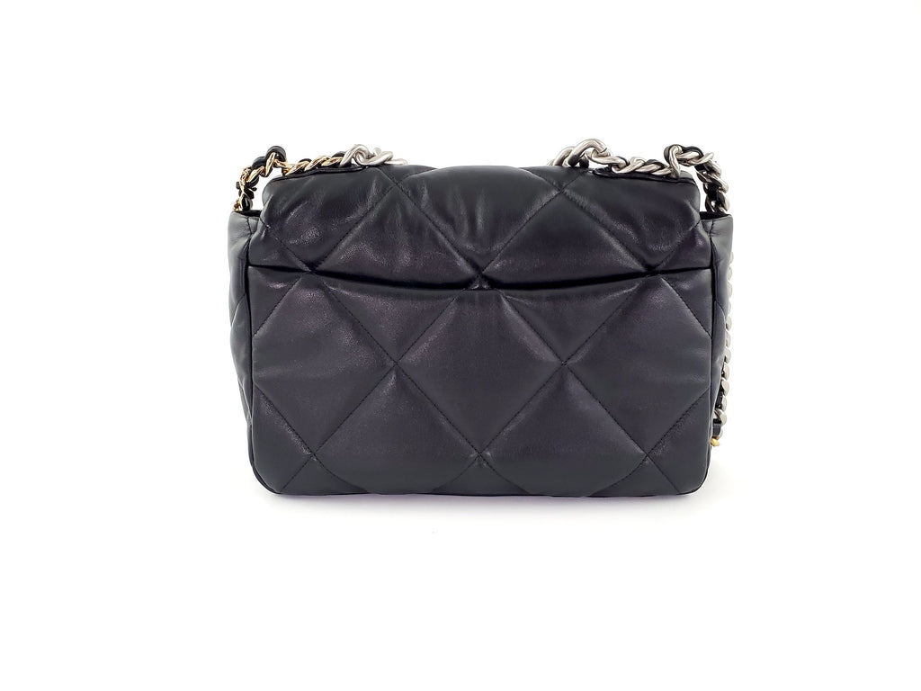 CHANEL 19 22C Black Lambskin Quilted Large Flap Bag