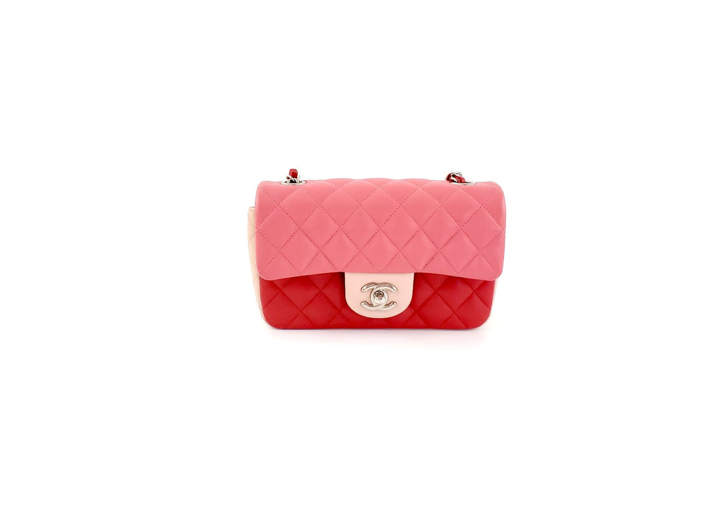 CHANEL Rectangular Mini Valentine Charm Tri-color Pink Flap Bag