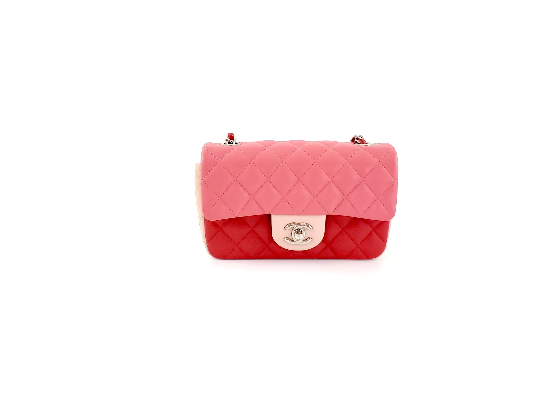 CHANEL Rectangular Mini Valentine Charm Tri-color Pink Flap Bag
