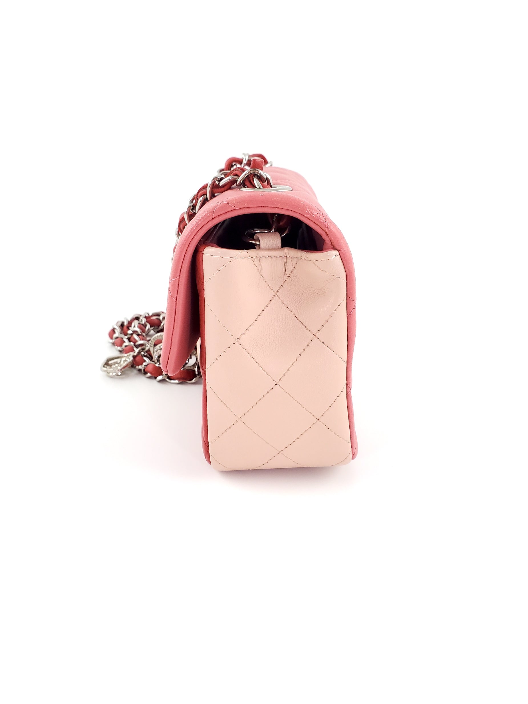 CHANEL Rectangular Mini Valentine Charm Tri-color Pink Flap Bag
