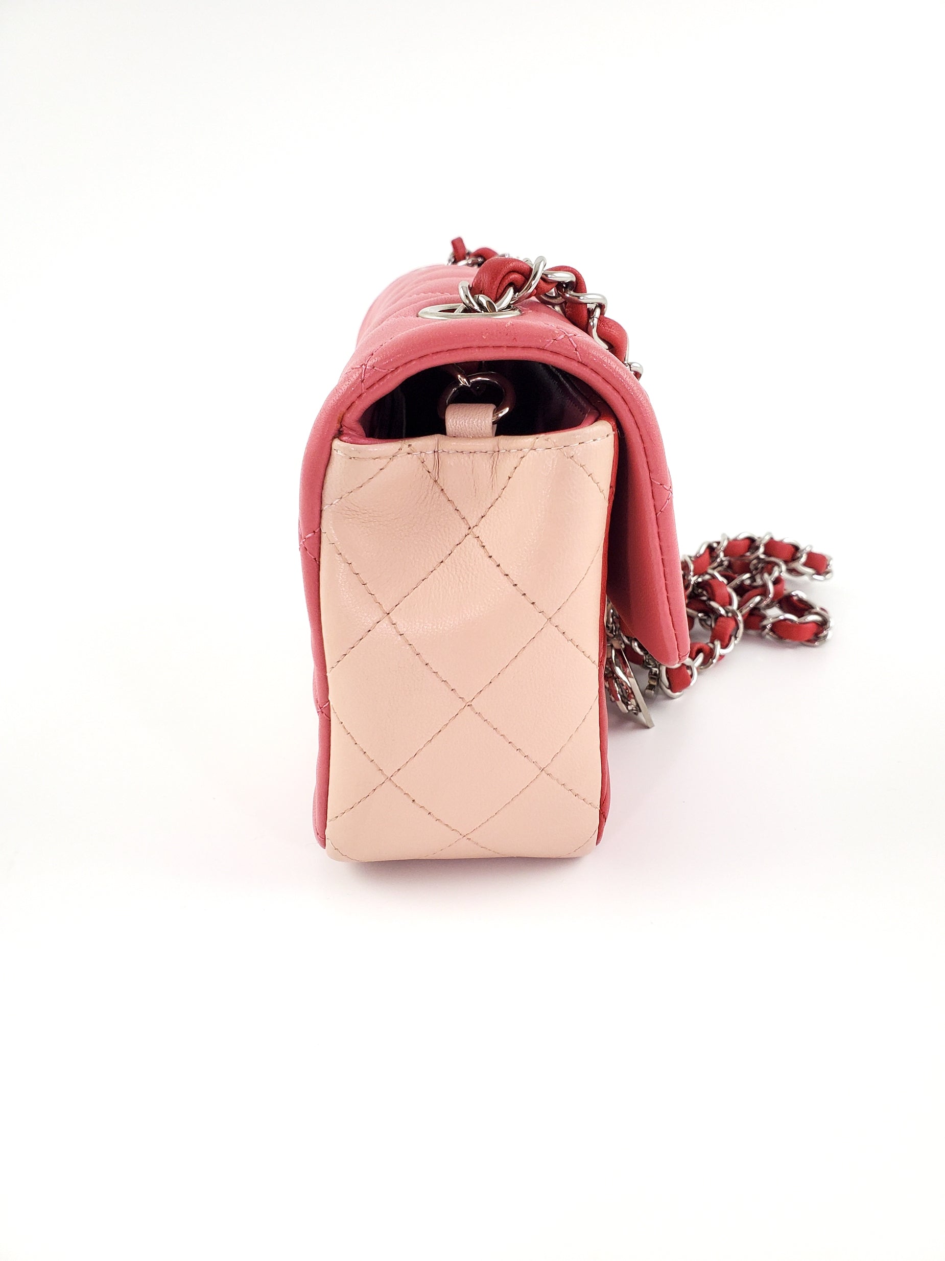 CHANEL Rectangular Mini Valentine Charm Tri-color Pink Flap Bag