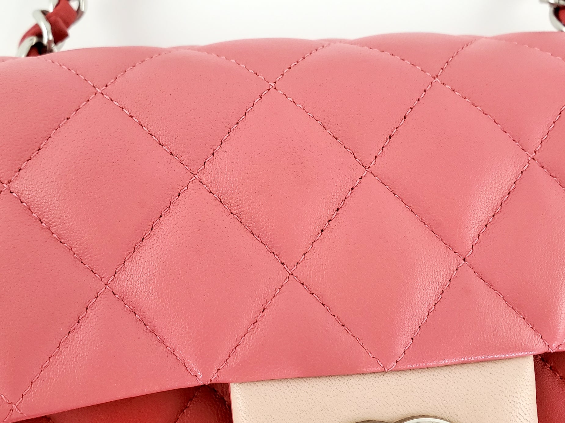 CHANEL Rectangular Mini Valentine Charm Tri-color Pink Flap Bag