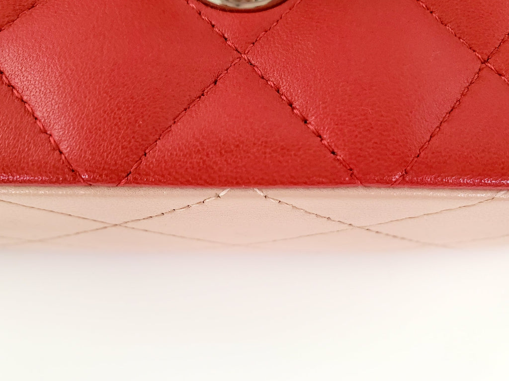 CHANEL Rectangular Mini Valentine Charm Tri-color Pink Flap Bag