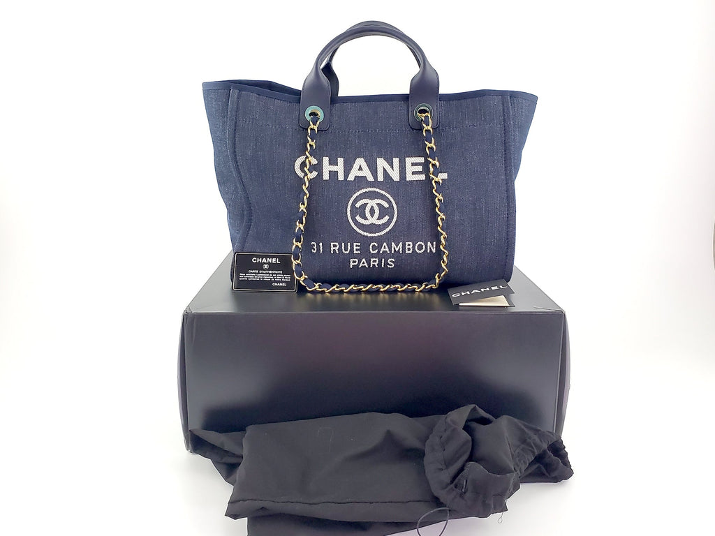CHANEL DEAUVILLE Denim Blue Marine Tote