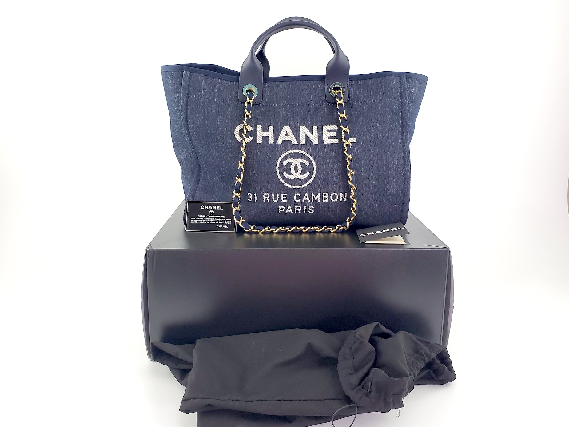 CHANEL DEAUVILLE Denim Blue Marine Tote