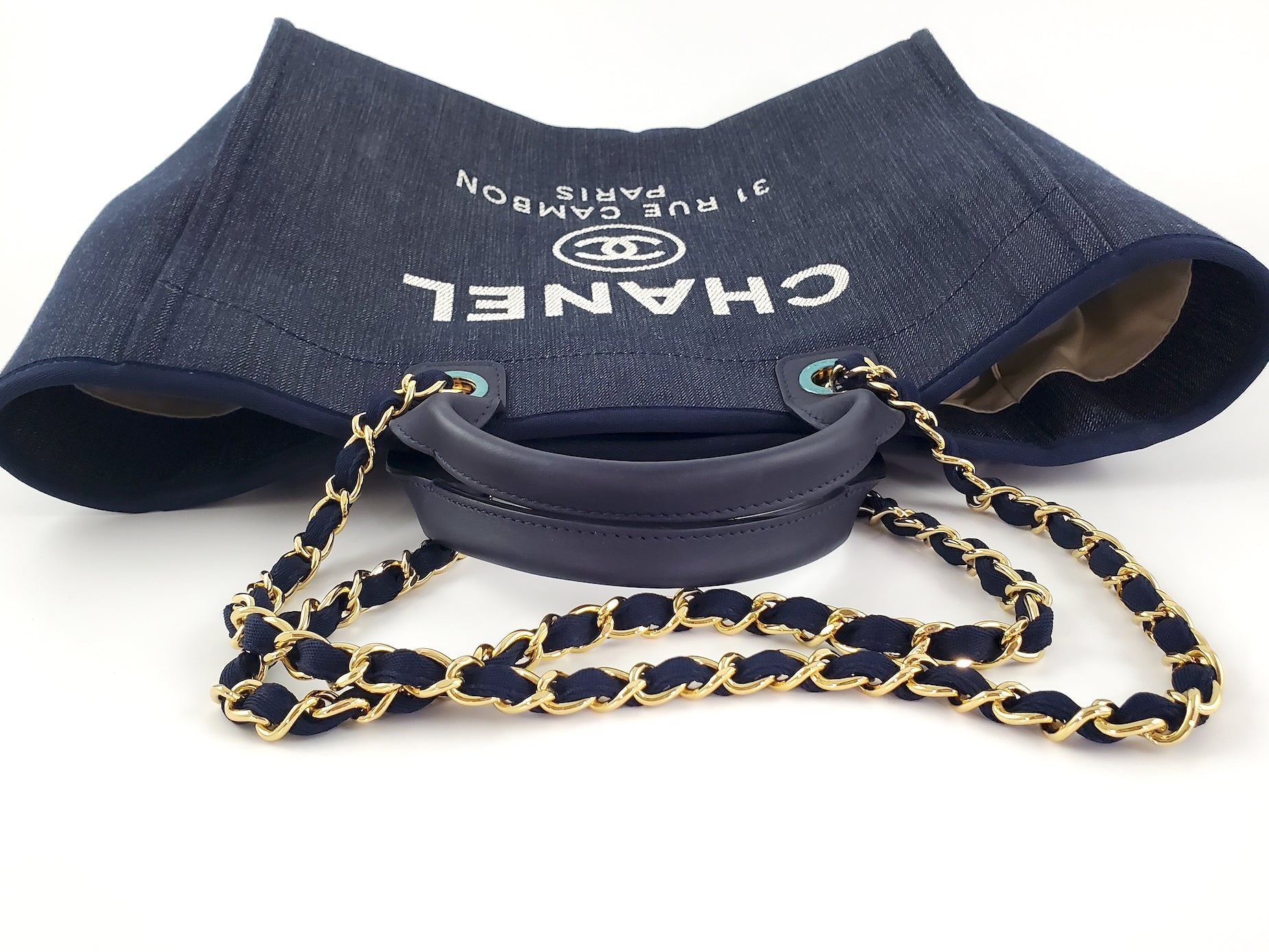 CHANEL DEAUVILLE Denim Blue Marine Tote