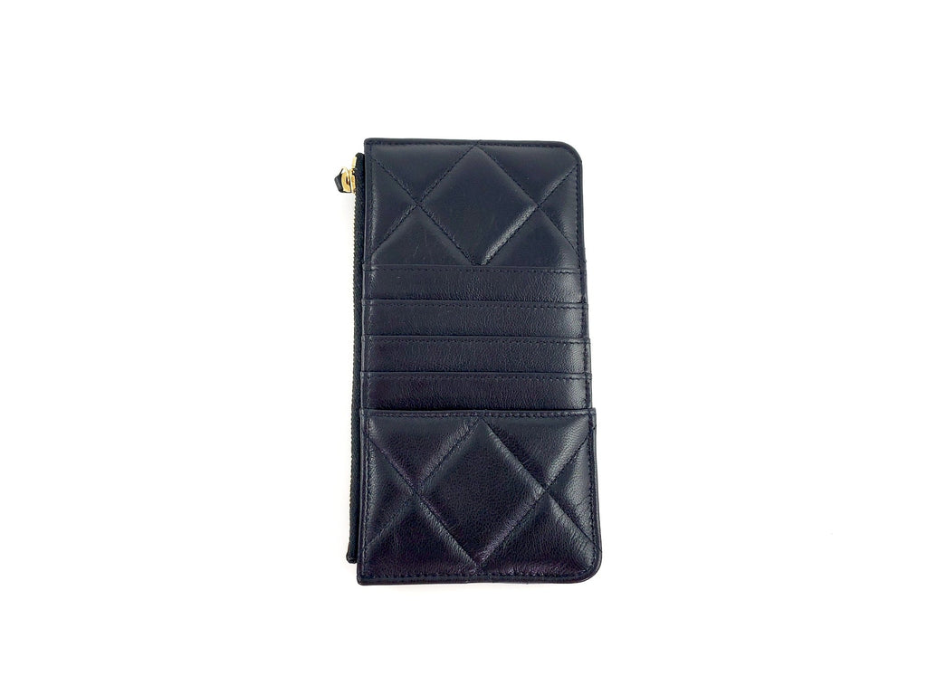 CHANEL 19 2020 Black Goatskin Quilted Phone  Holder